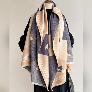 Equestrian Print Reversible Scarf